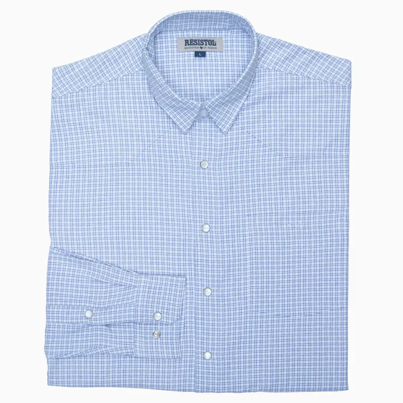 Resistol Performance Shirt - Blue And White Grid 1