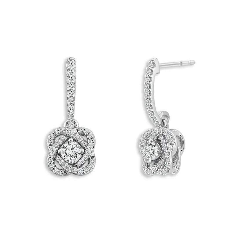 Ribbon Knot Diamond Drop Earrings 1