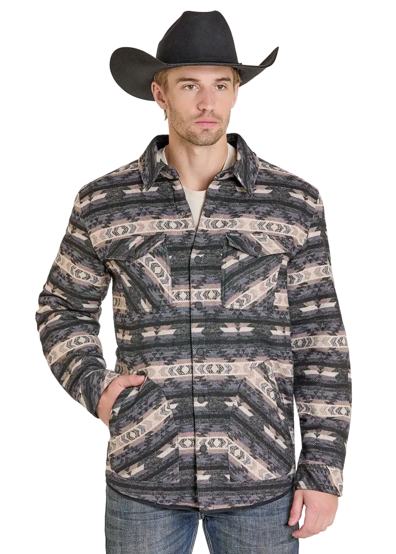 Rock & Roll Denim Men's Reversible Aztec Herringbone Shirt Jacket 1