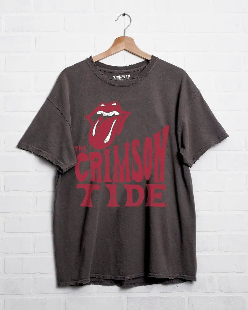 Rolling Stones Alabama Crimson Tide Dazed Charcoal Thrifted Tee 1