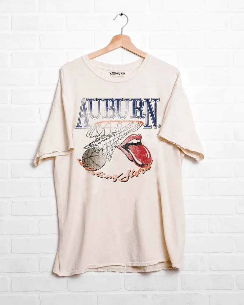 Rolling Stones Auburn Basketball Net Off White Thrifted Tee 1