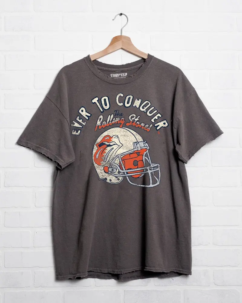 Rolling Stones Auburn Tigers Helmet Lick Charcoal Thrifted Tee 1