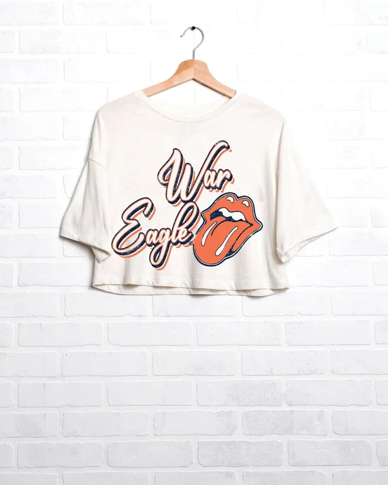 Rolling Stones Auburn Tigers Malibu Puff Ink Off White Cropped Tee 1