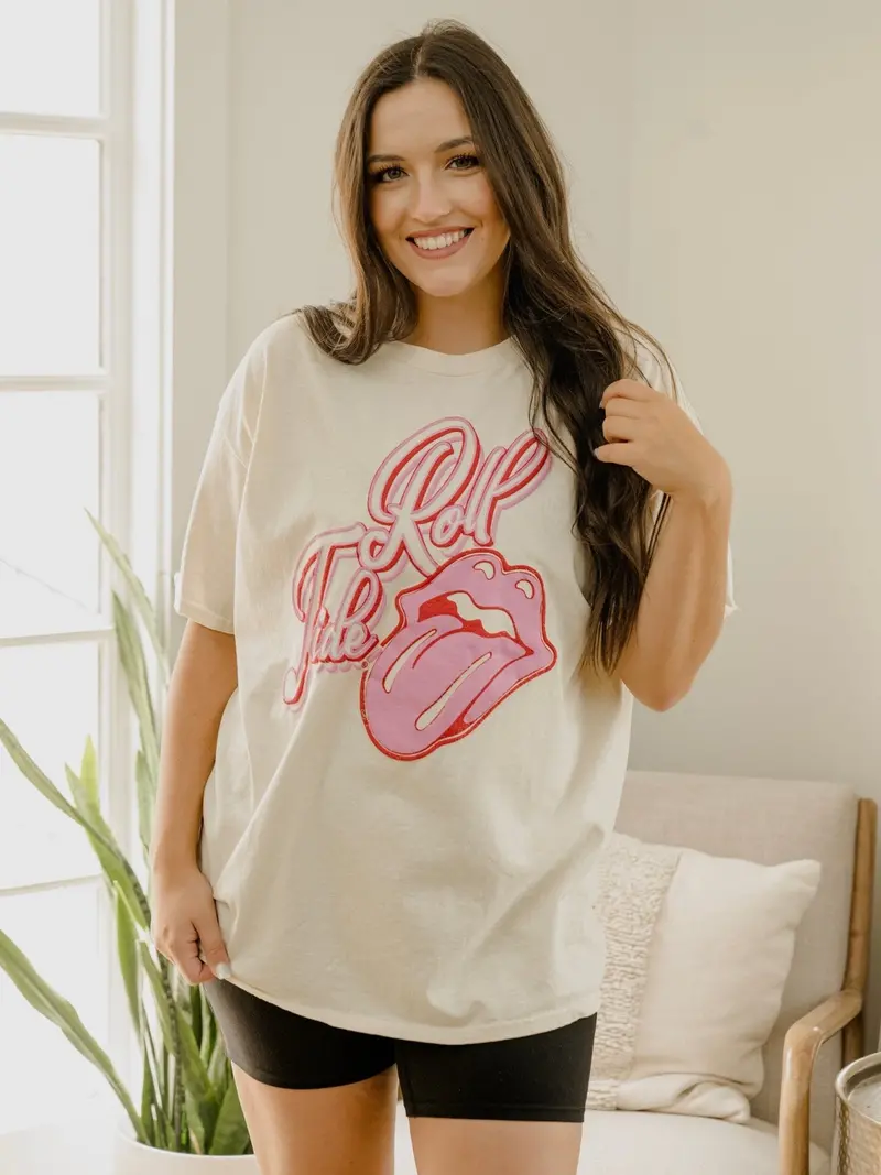 Rolling Stones Bama Crimson Tide Malibu Puff Ink Off White Thrifted Tee 1