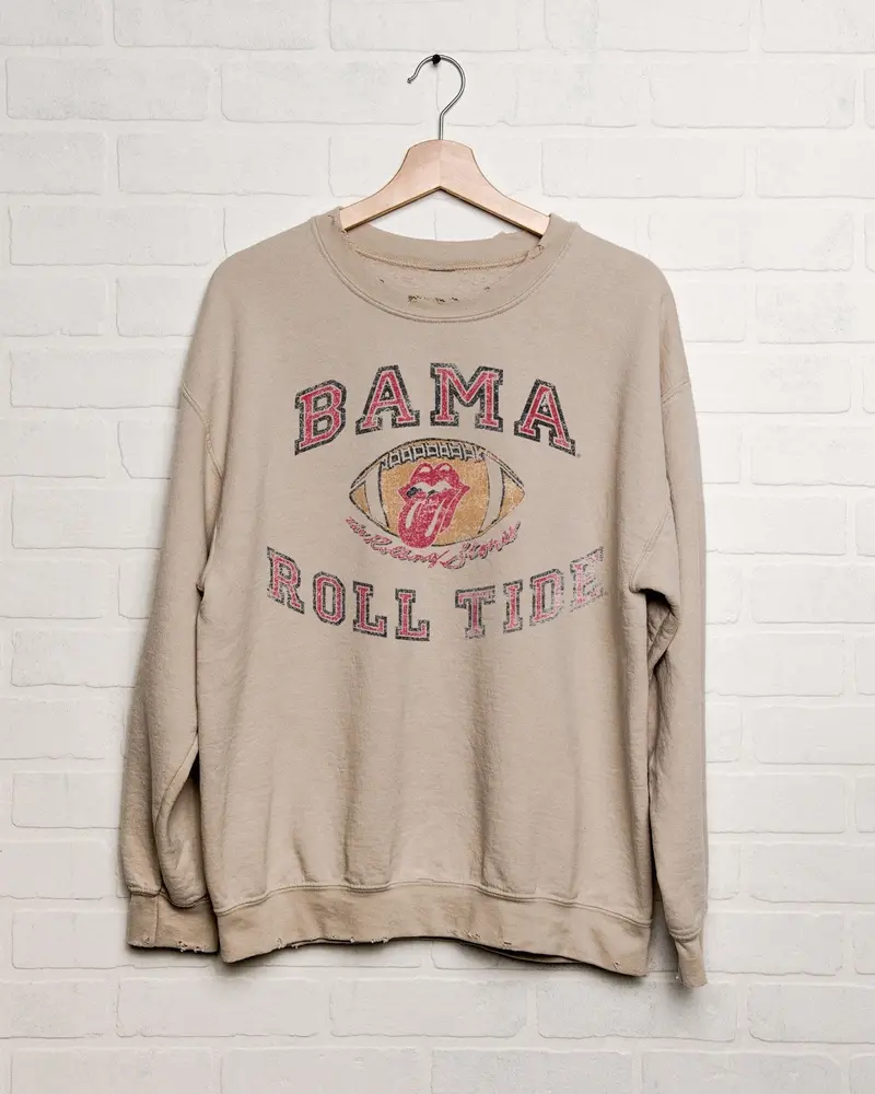Rolling Stones Bama Football Lick Sand Thrifted Sweatshirt 1