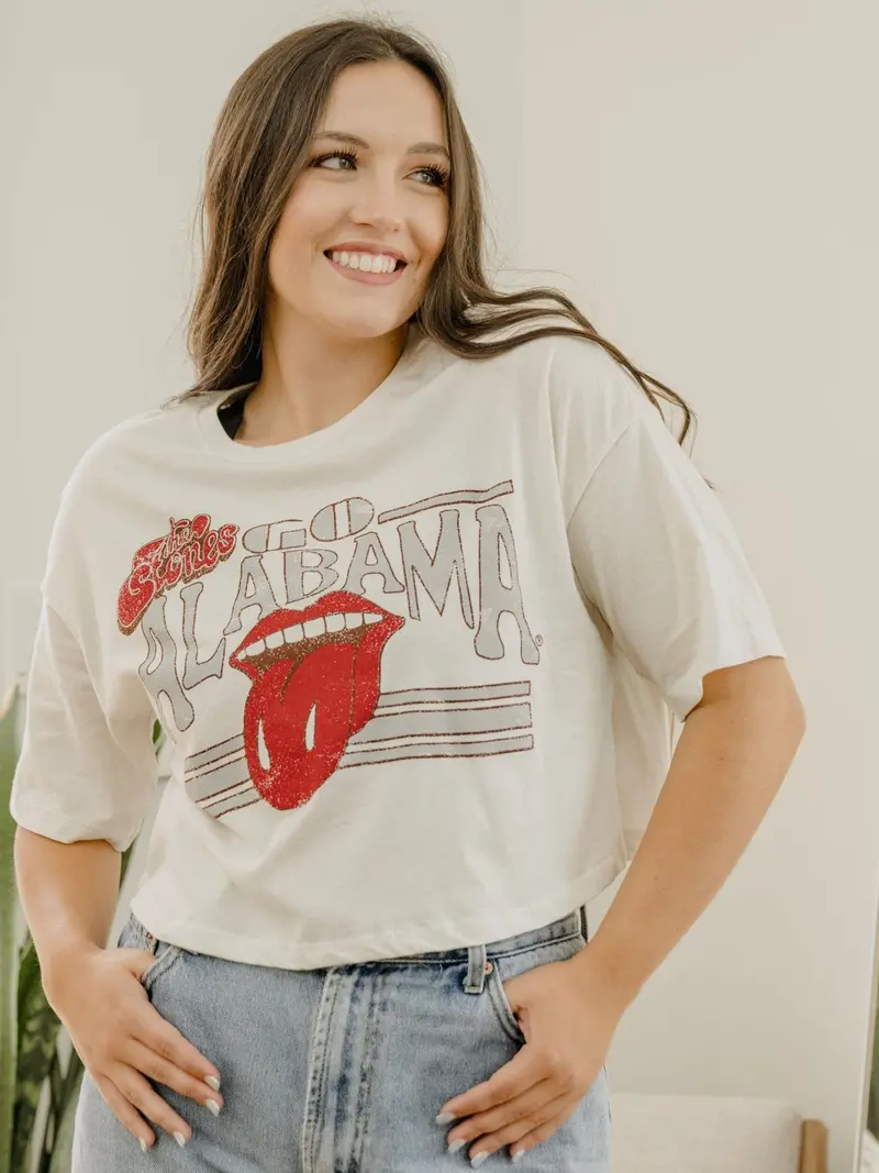 Rolling Stones Bama Stoned Off White Cropped Tee 1