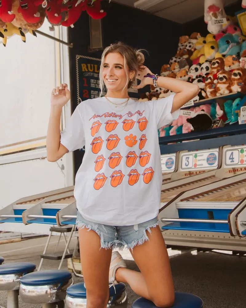 Rolling Stones Clemson Multi Lick White Tee 1