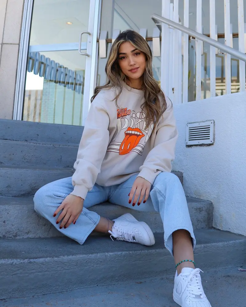 Rolling Stones Cowboys Stoned Sand Thrifted Sweatshirt 1