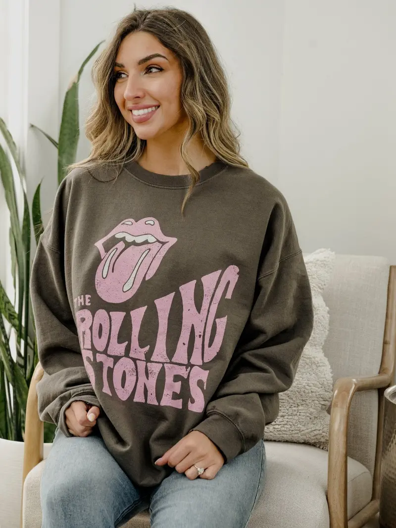 Rolling Stones Dazed Charcoal Thrifted Sweatshirt 1
