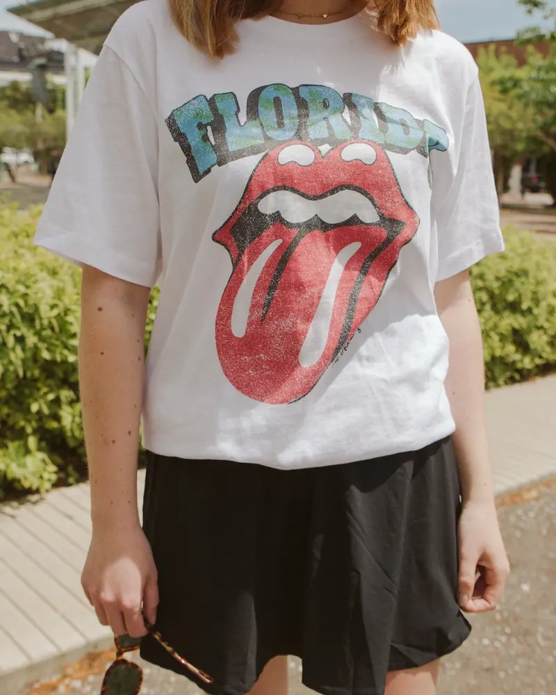 Rolling Stones Florida Flag Rocker White Tee 1
