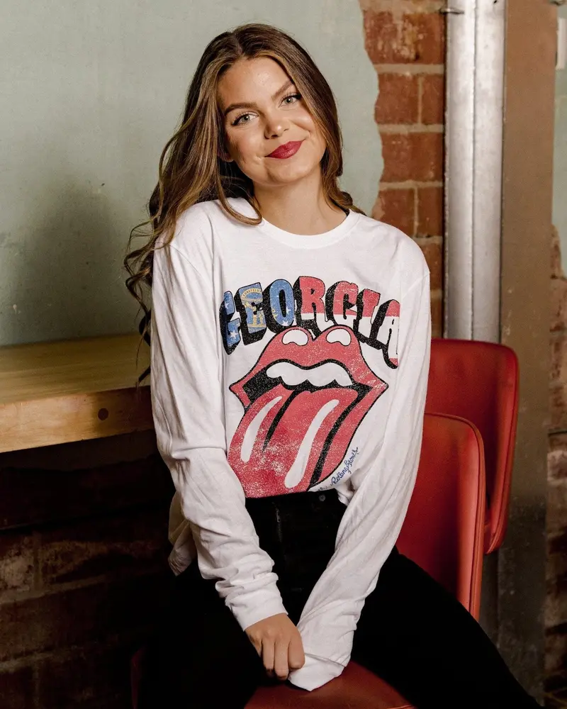 Rolling Stones Georgia Flag Rocker White Long Sleeve Tee 1
