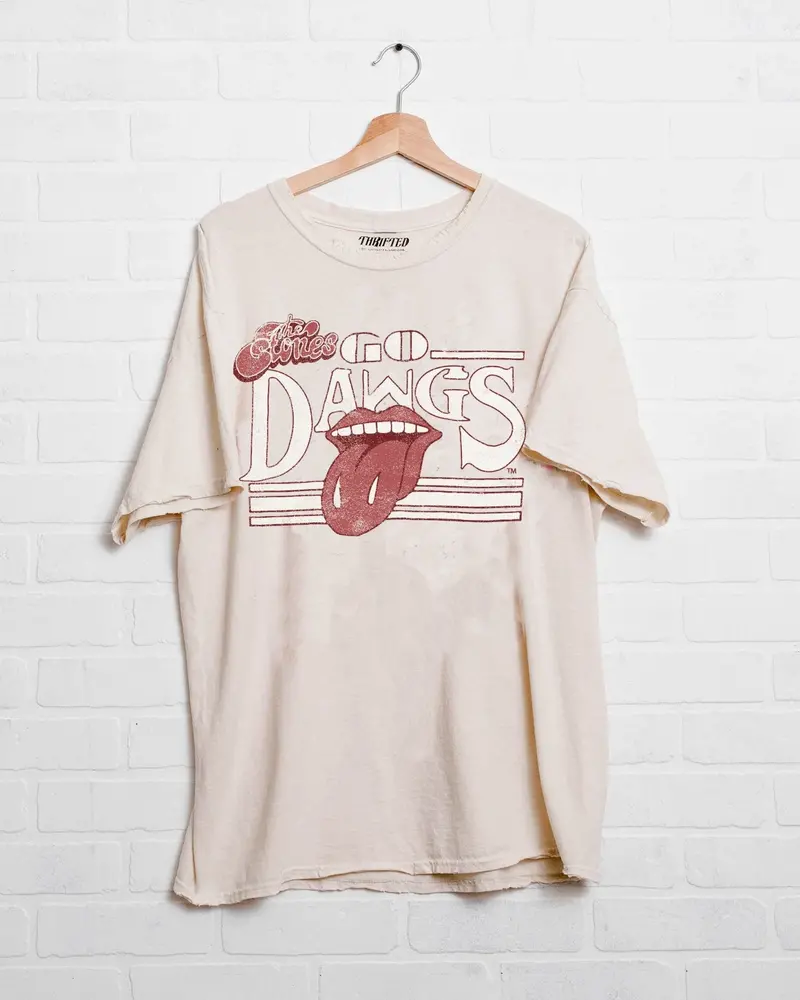 Rolling Stones Go Msu Bulldogs Stoned Off White Thrifted Tee 1