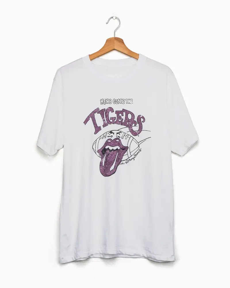 Rolling Stones Here Come The Lsu Tigers White Tee 1