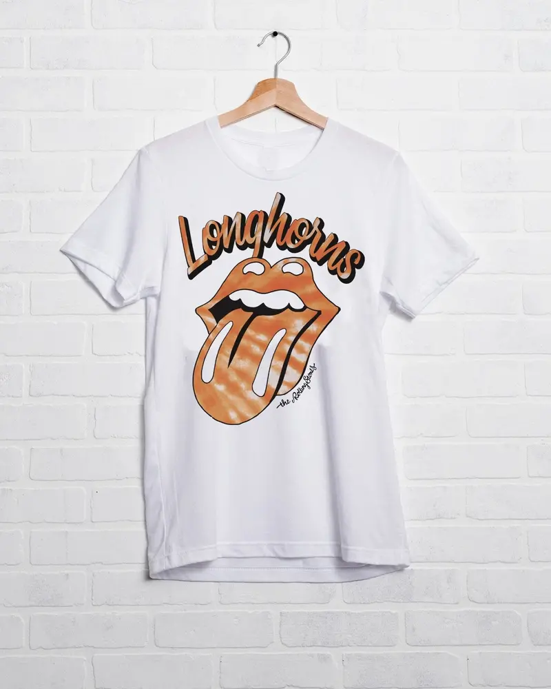 Rolling Stones Longhorns Tie Dye Lick White Tee 1