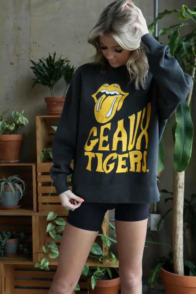 Rolling Stones Lsu Tigers Dazed Smoke Oversized Crew Sweatshirt 1