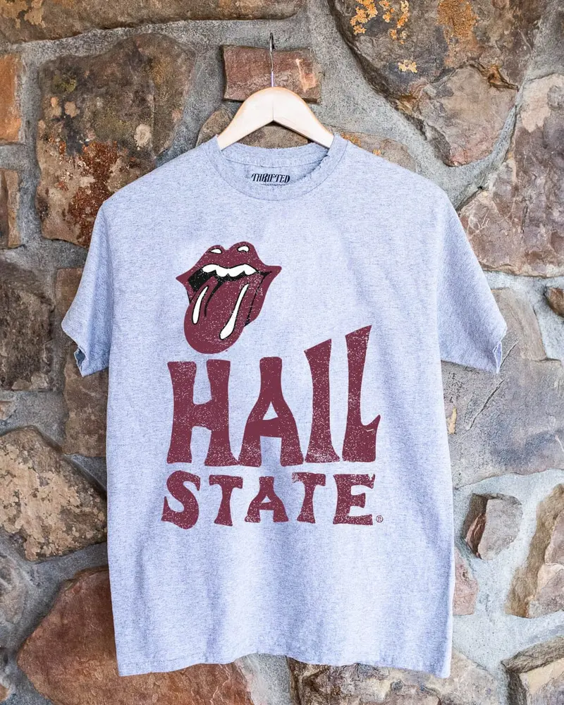 Rolling Stones Mississippi State Bulldogs Dazed Gray Thrifted Tee 1