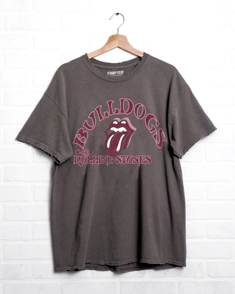 Rolling Stones Mississippi State Bulldogs Psych Charcoal Thrifted Tee 1
