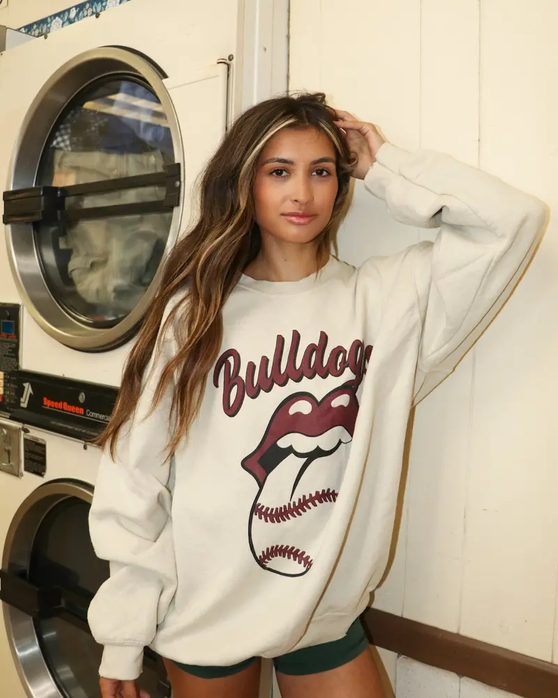 Rolling Stones Msu Bulldogs Baseball Lick Sand Thrifted Sweatshirt 1