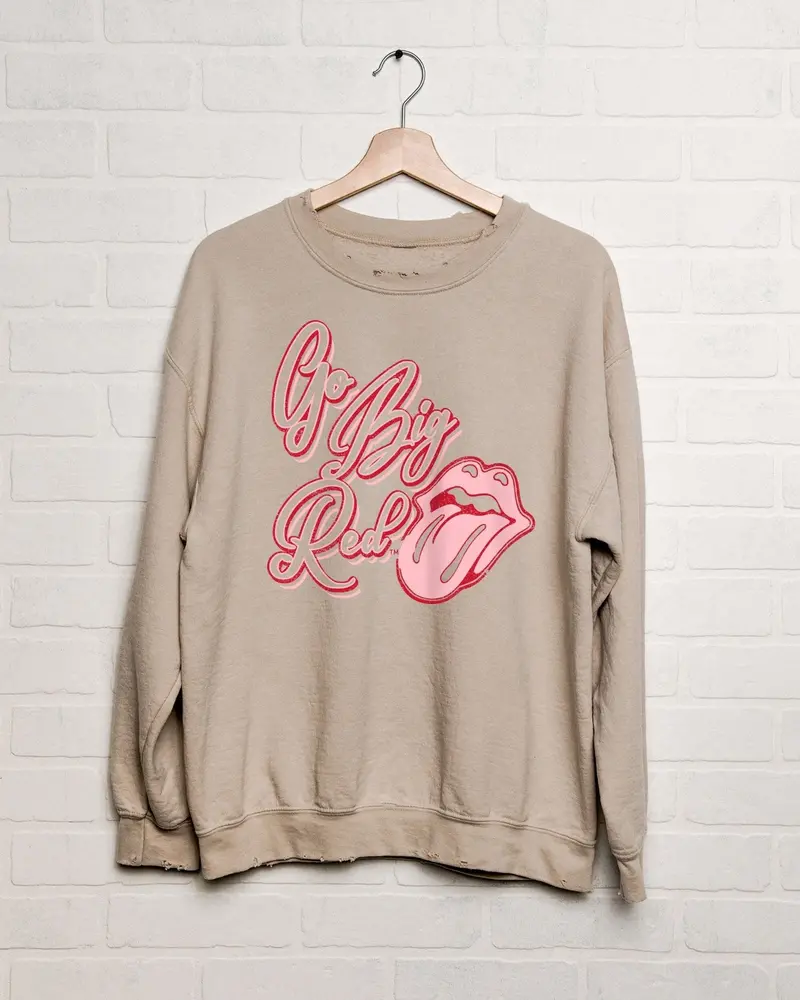 Rolling Stones Nebraska Go Big Red Malibu Puff Ink Sand Thrifted Sweatshirt 1
