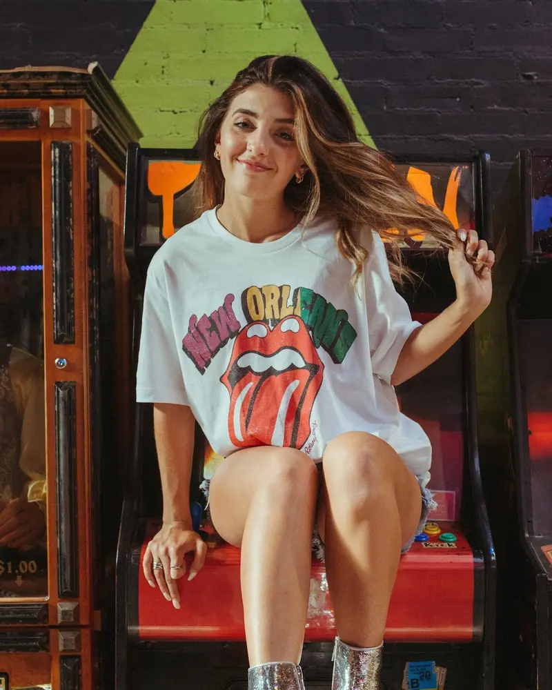 Rolling Stones New Orleans Flag Rocker White Tee 1