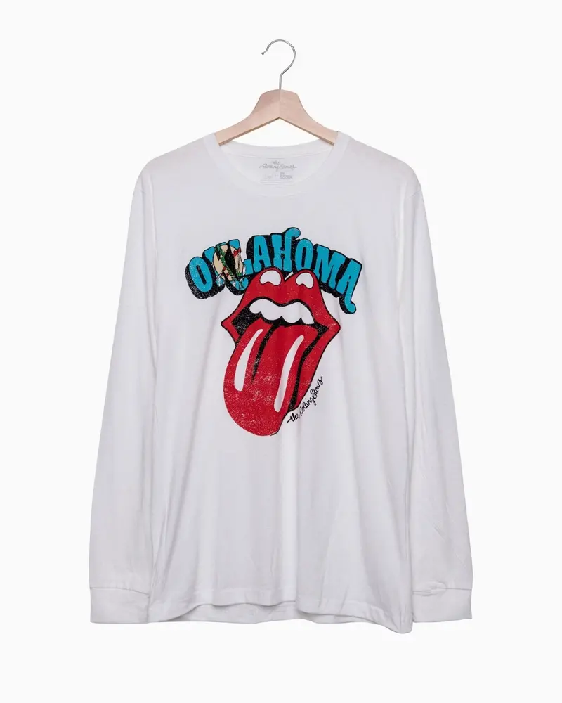 Rolling Stones Oklahoma Flag Rocker White Long Sleeve Tee 1