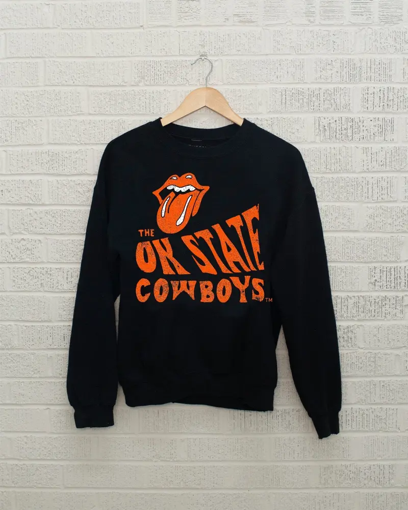 Rolling Stones Osu Cowboys Dazed Black Thrifted Sweatshirt 1