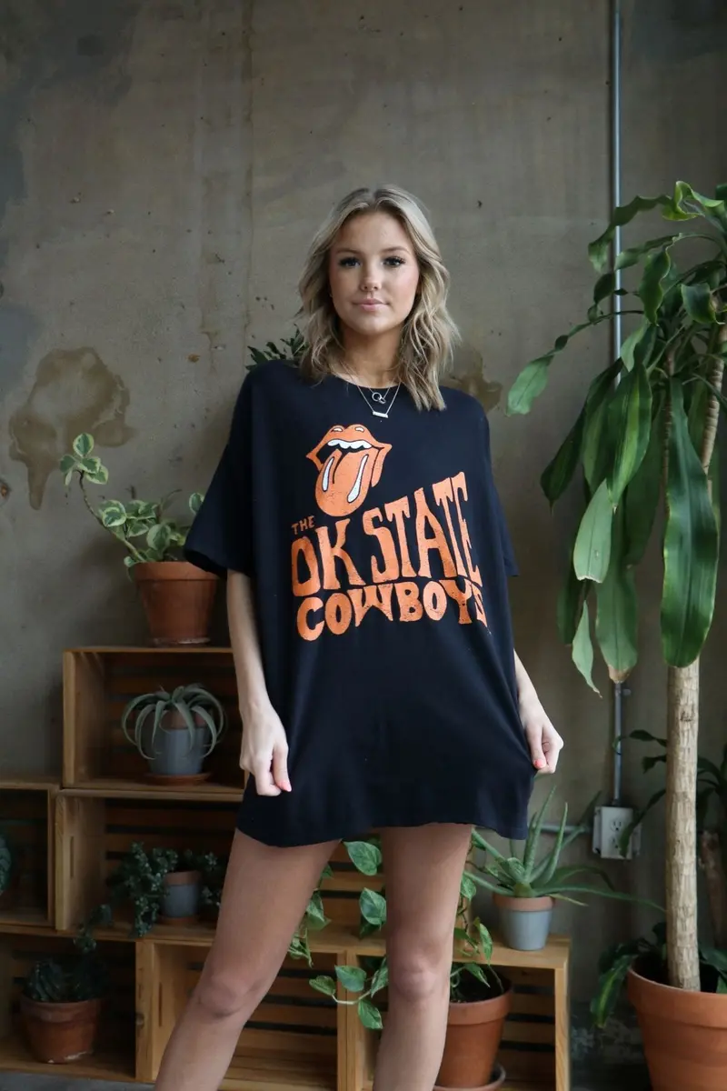 Rolling Stones Osu Cowboys Dazed Black Thrifted Tee 1