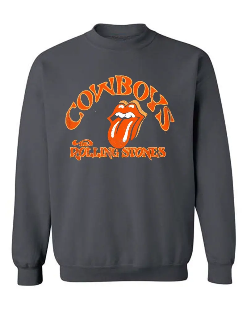 Rolling Stones Osu Cowboys Psych Charcoal Thrifted Sweatshirt 1
