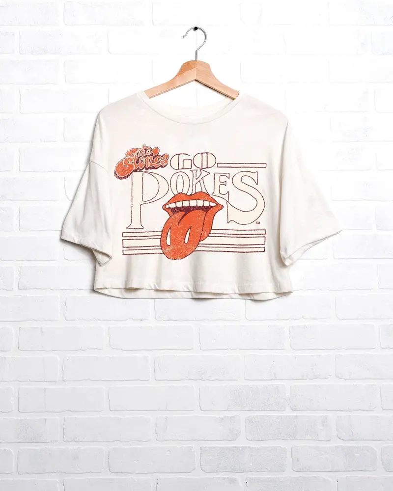 Rolling Stones Osu Cowboys Stoned White Cropped Tee 1