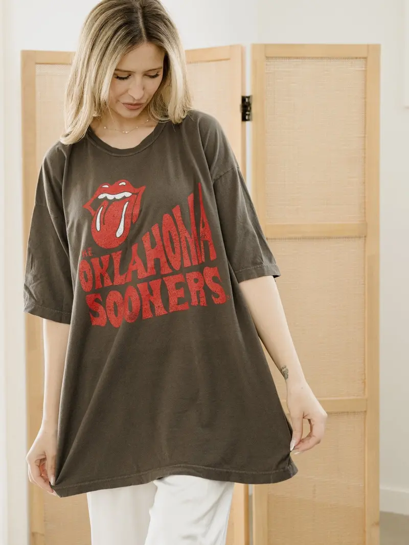 Rolling Stones Ou Sooners Dazed Charcoal One Size Tee 1