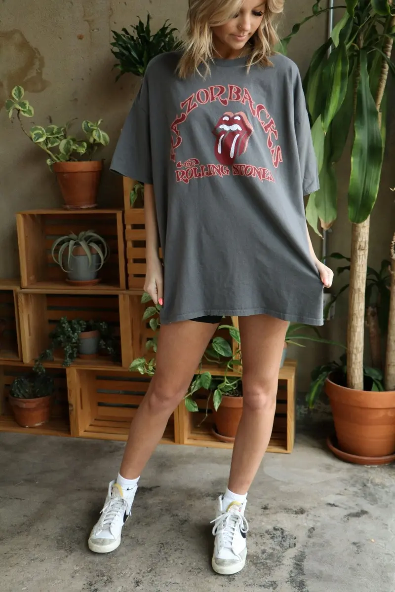 Rolling Stones Razorbacks Psych Charcoal Thrifted Tee 1