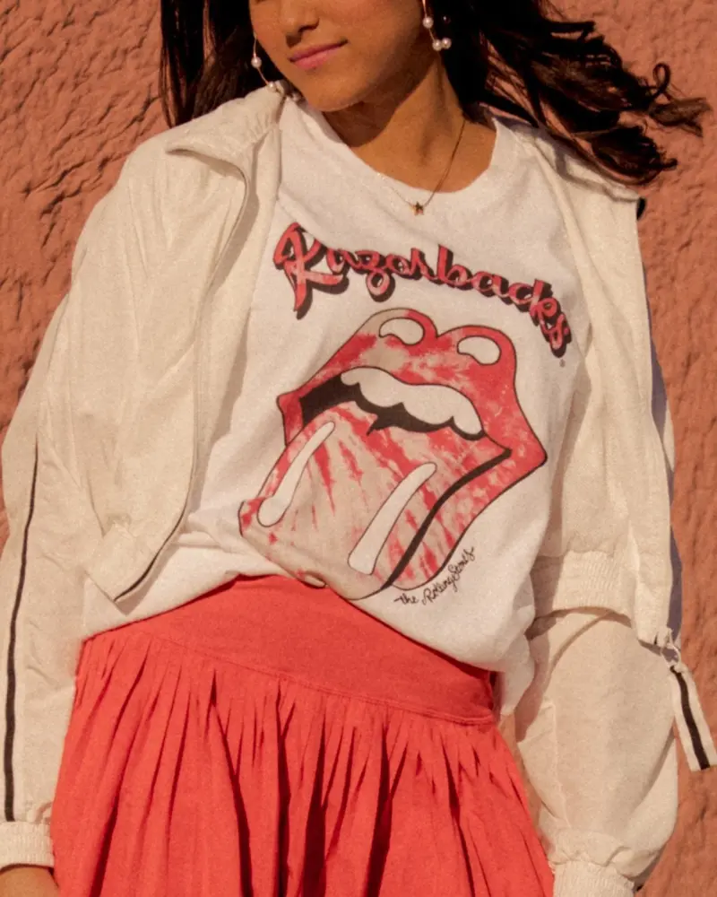 Rolling Stones Razorbacks Tie Dye Lick White Tee 1