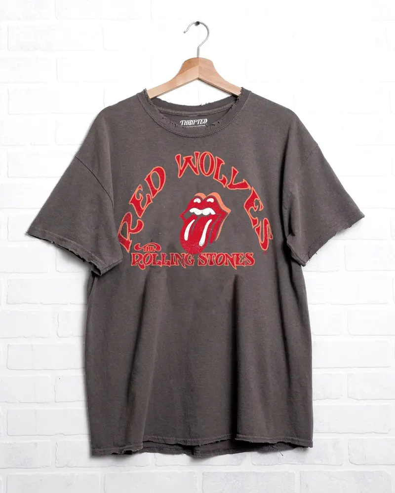 Rolling Stones Red Wolves Psych Charcoal Thrifted Tee 1