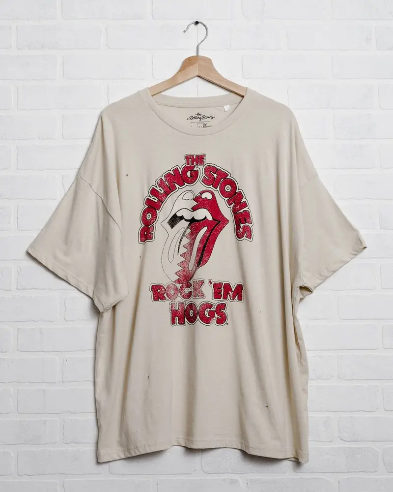 Rolling Stones Rock Em Hogs Off White Oversized Tee 1
