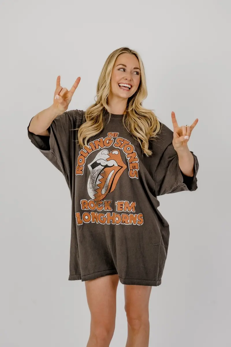 Rolling Stones Rock Em Longhorns Smoke One Size Tee 1
