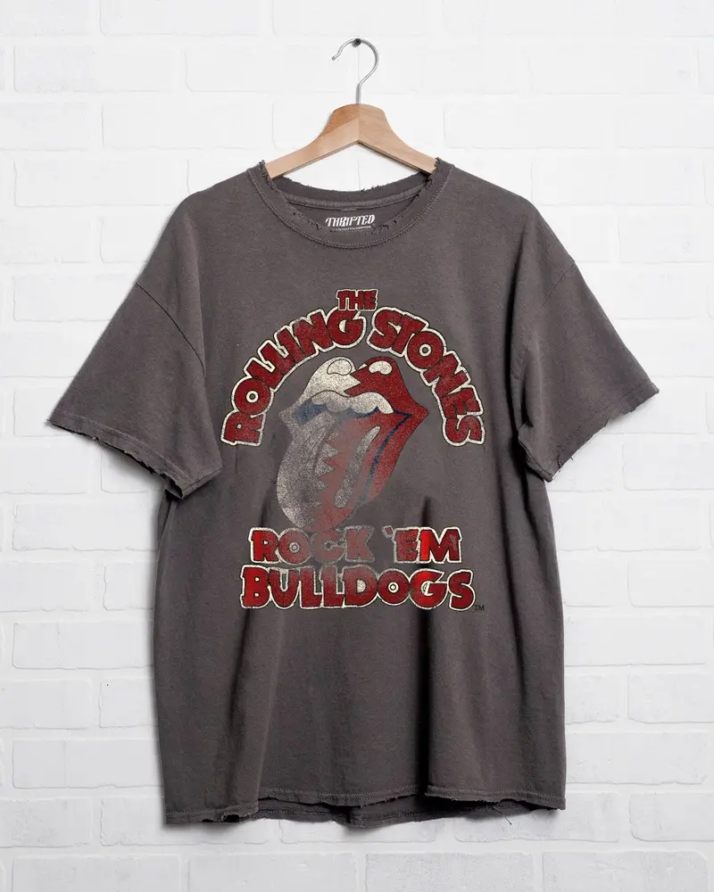 Rolling Stones Rock 'Em Msu Bulldogs Charcoal Thrifted Tee 1