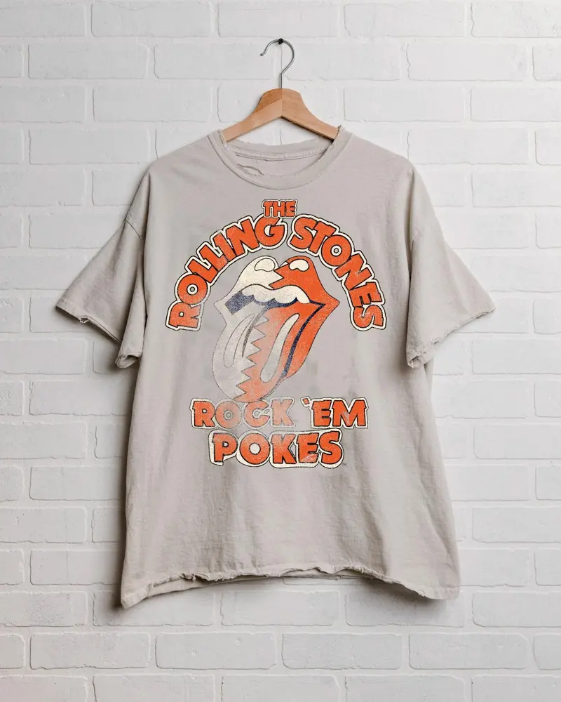 Rolling Stones Rock 'Em Pokes Off White Thrifted Tee 1