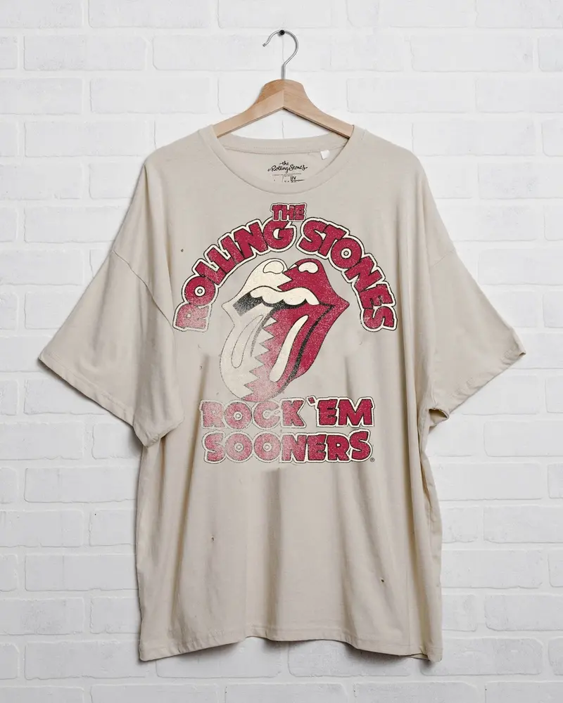 Rolling Stones Rock Em Sooners Off White Oversized Tee 1
