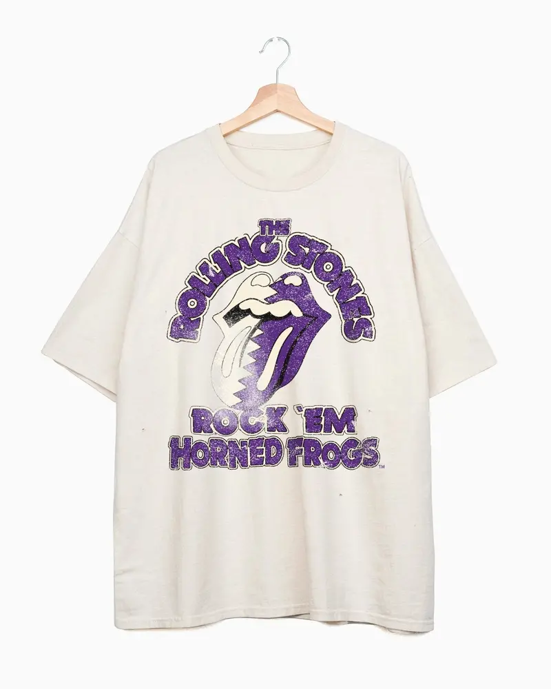 Rolling Stones Rock 'Em Tcu Horned Frogs Off White One Size Tee 1