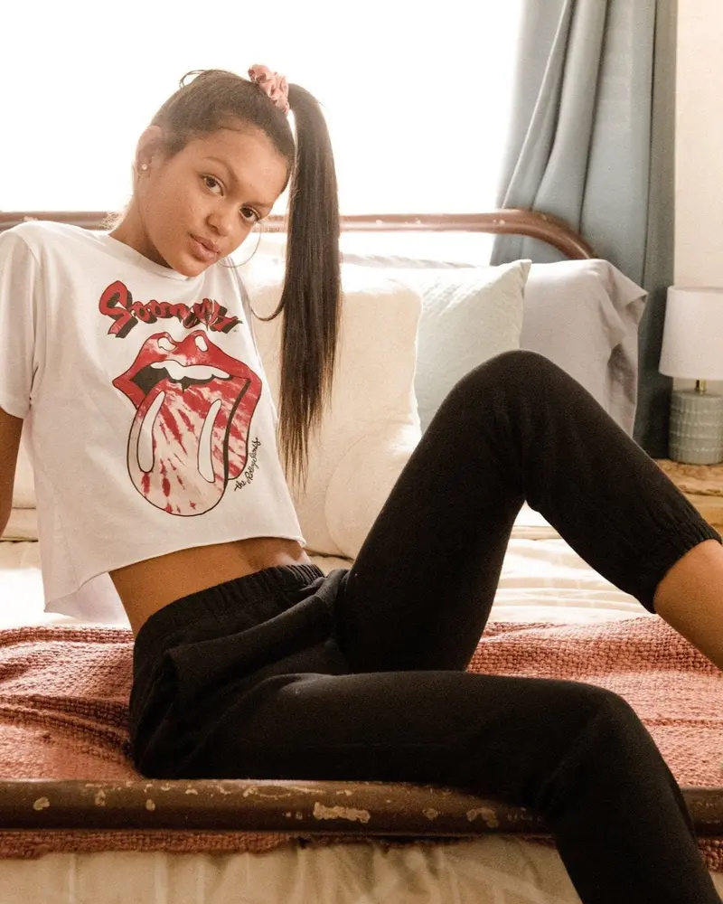 Rolling Stones Sooners Tie Dye Lick White Cropped Tee 1