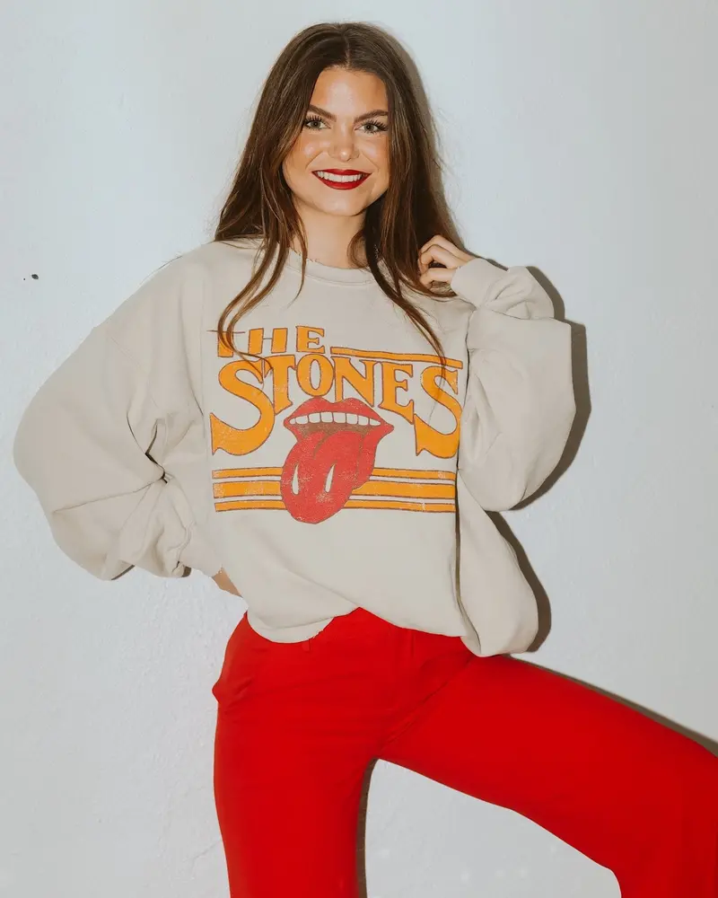 Rolling Stones Stoned Sand Thrifted Sweatshirt 1