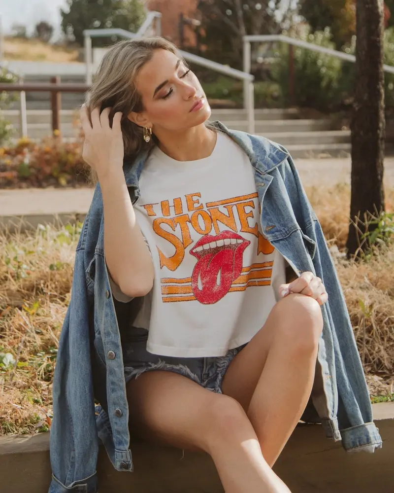 Rolling Stones Stoned White Cropped Tee 1