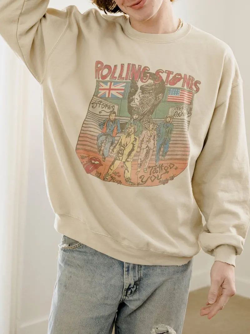 Rolling Stones Tattoo You Sand Thrifted Sweatshirt 1