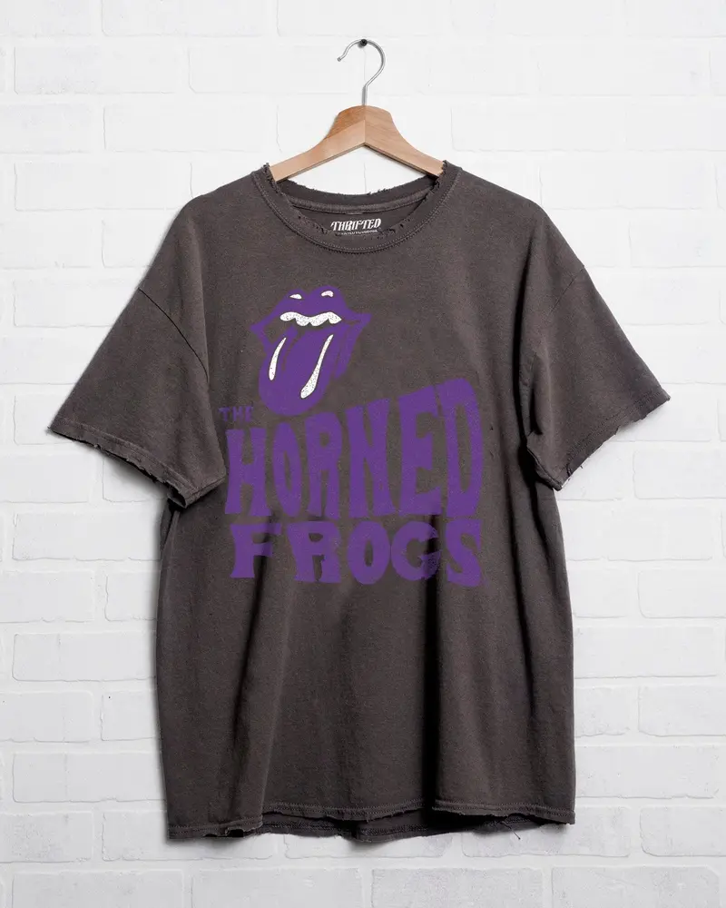 Rolling Stones Tcu Horned Frogs Dazed Charcoal Thrifted Tee 1