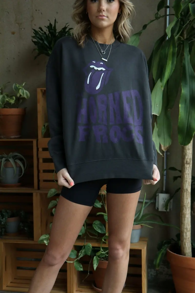 Rolling Stones Tcu Horned Frogs Dazed Smoke Oversized Crew Sweatshirt 1