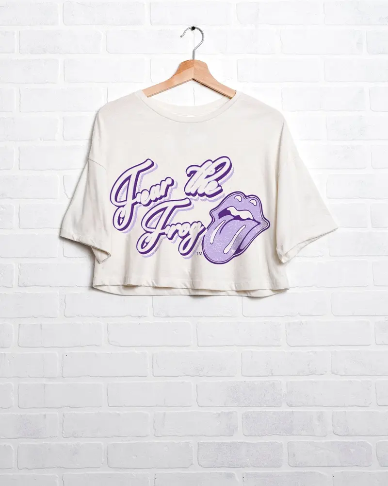 Rolling Stones Tcu Horned Frogs Malibu Puff Ink Off White Cropped Tee 1