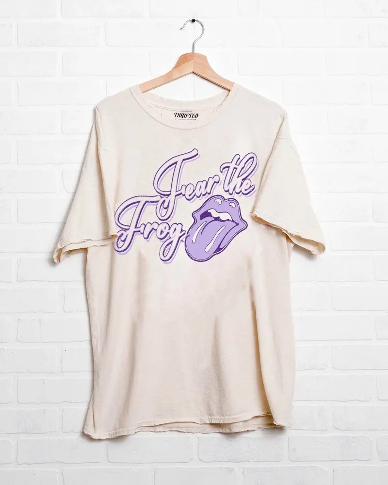 Rolling Stones Tcu Horned Frogs Malibu Puff Ink Off White Thrifted Tee 1