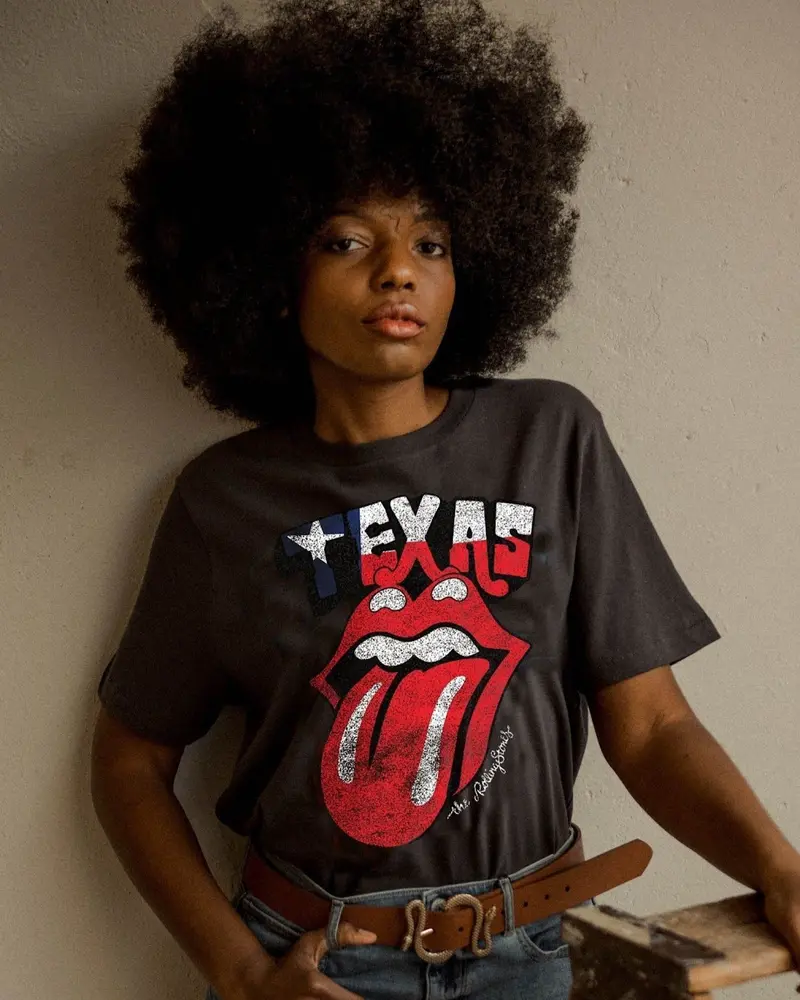 Rolling Stones Texas Flag Rocker Off Black Tee 1