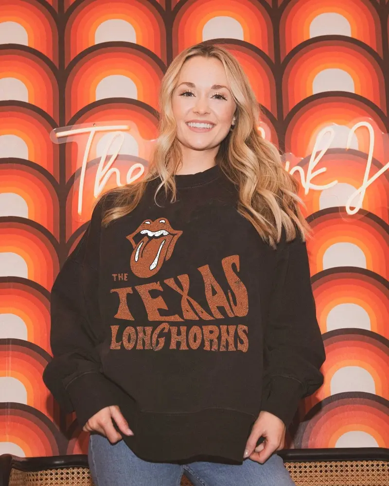 Rolling Stones Texas Longhorns Dazed Smoke Oversized Crew Sweatshirt 1