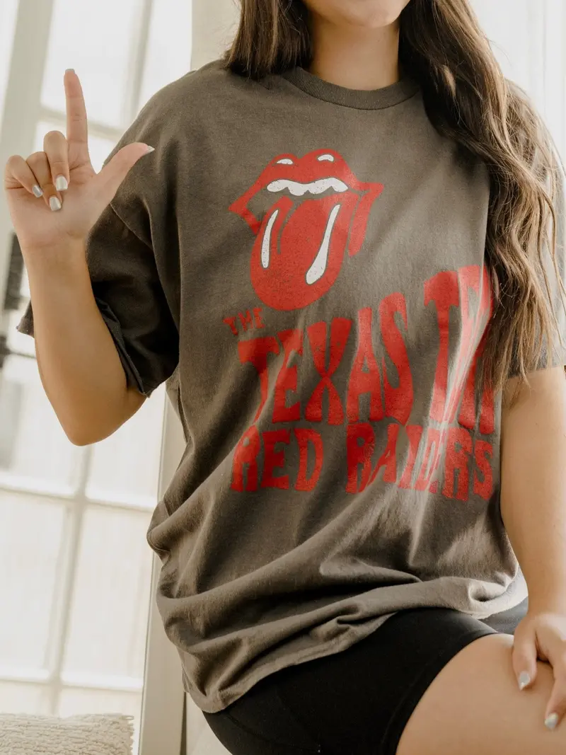 Rolling Stones Texas Tech Dazed Charcoal Thrifted Tee 1